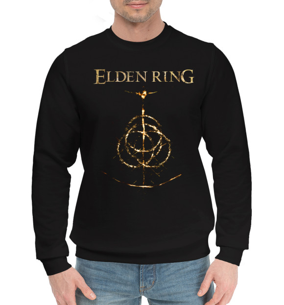 Мужской хлопковый свитшот с изображением Elden Ring цвета Черный