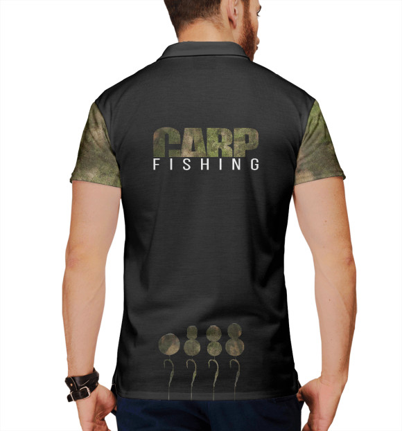 Мужское поло с изображением Carp Fishing цвета Белый