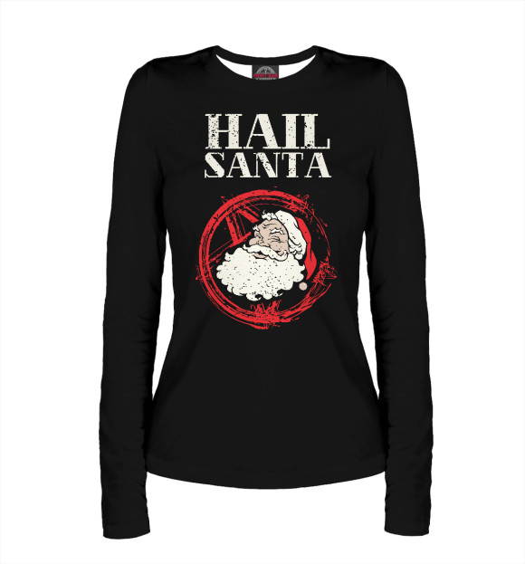 Женский лонгслив с изображением Hail Santa цвета Белый