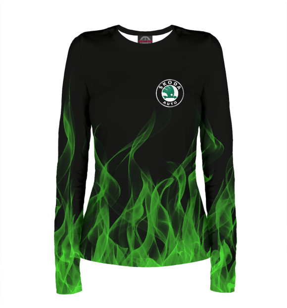 Женский лонгслив с изображением SKODA | Шкода цвета Белый