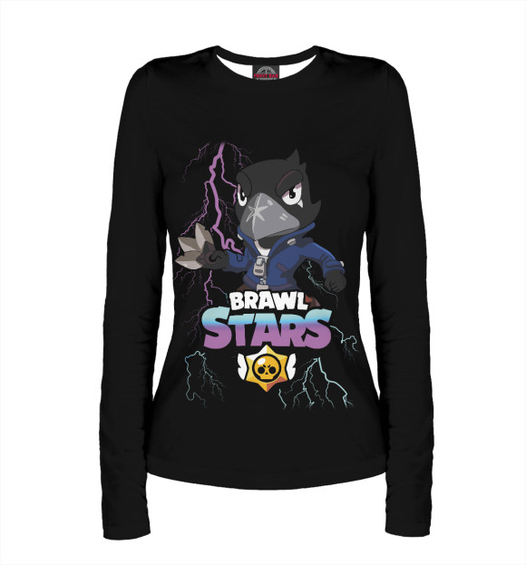 Женский лонгслив с изображением Brawl Stars Crow цвета Белый