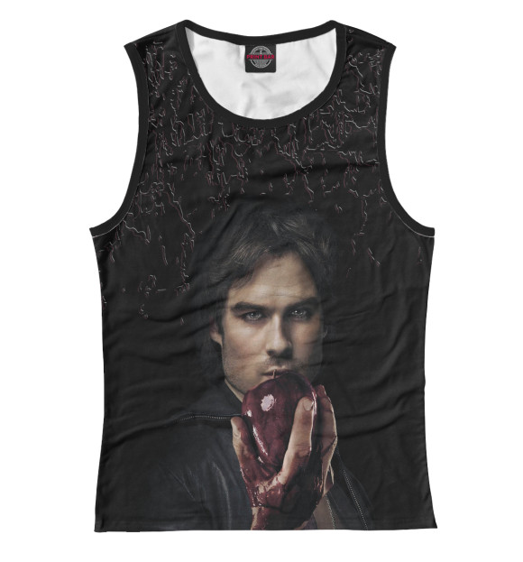 Майка для девочки с притом Дневники вампира цвета Белый Майка для девочки с изображением Дневники вампира цвета Белый