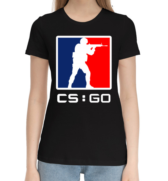 Женская хлопковая футболка с изображением Counter-Strike цвета Черный