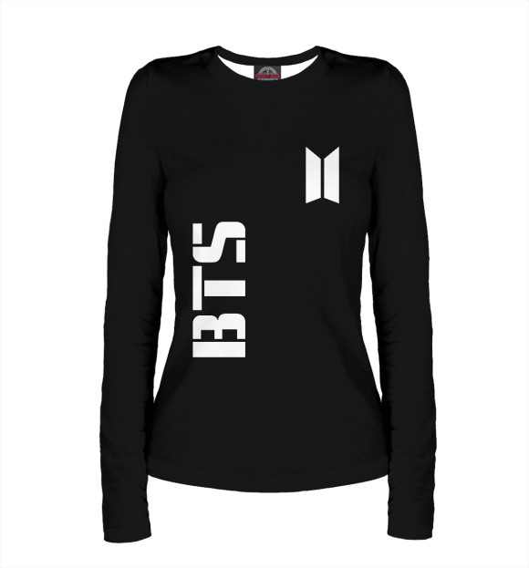 Женский лонгслив с изображением BTS цвета Белый