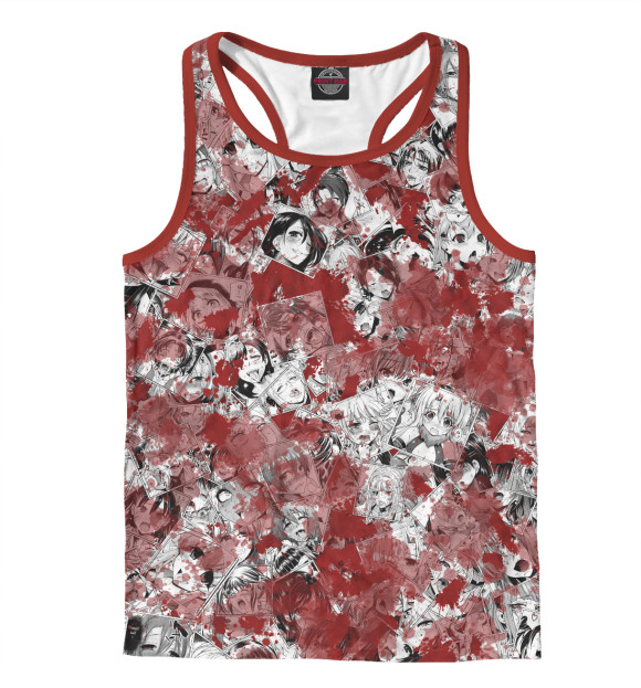 Мужская майка-борцовка с притом Кровавый ахегао цвета Белый Мужская майка-борцовка с изображением Кровавый ахегао цвета Белый