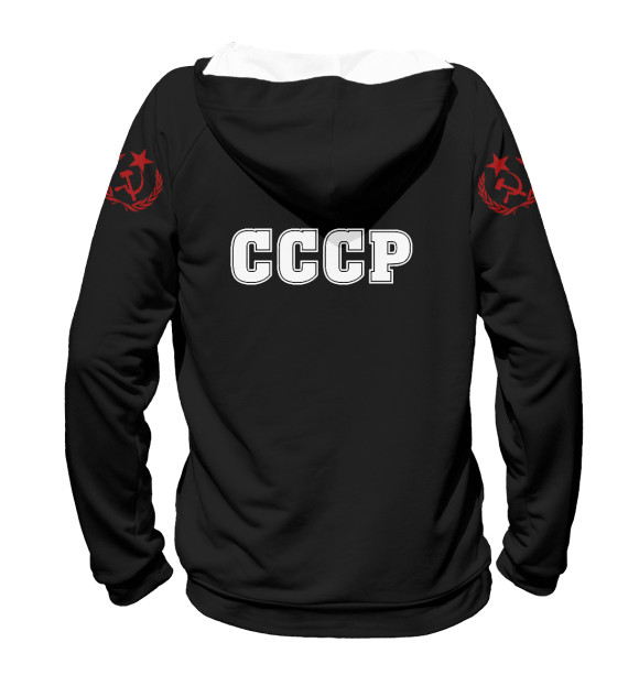 Женское худи с изображением Символы СССР (черный фон) цвета Белый