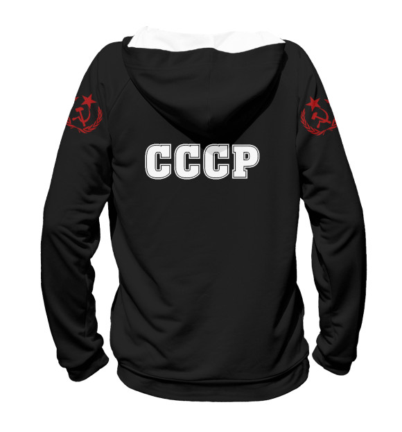 Мужское худи с изображением Символы СССР (черный фон) цвета Белый