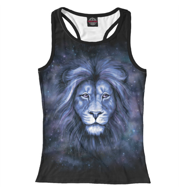 Женская майка-борцовка с изображением Космический лев цвета Белый