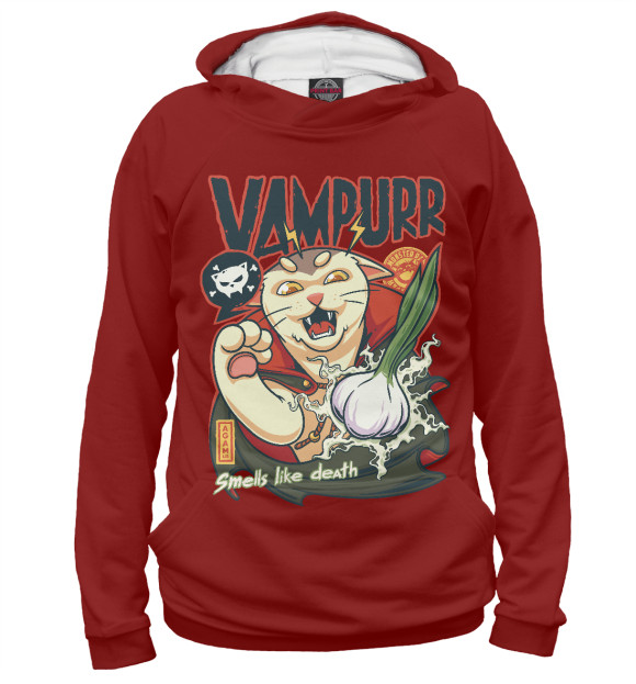 Женское худи с изображением Vampurr: Smells Like Death цвета Белый
