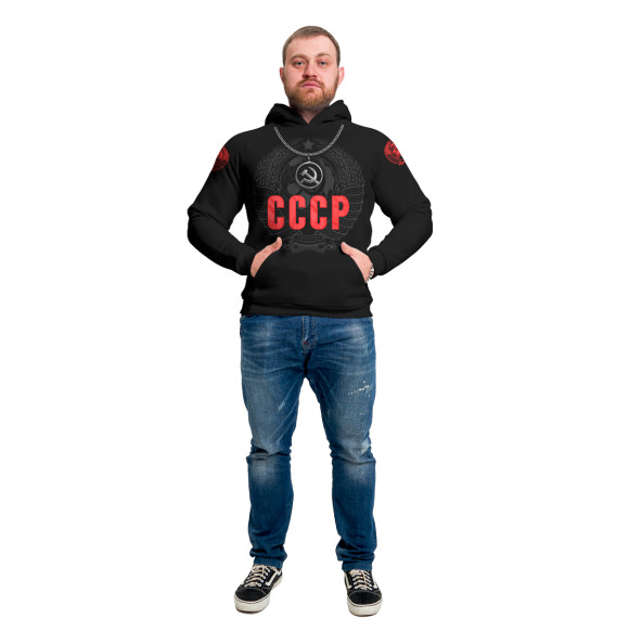 Мужское худи с изображением СССР Кулон цвета Белый