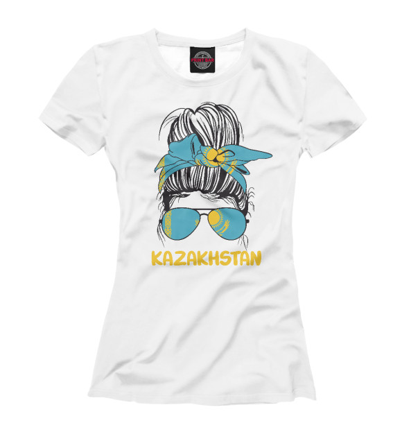 Футболка для девочек с изображением Kazakhstan Girl цвета Белый