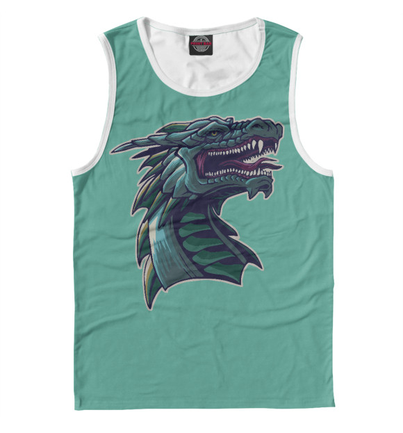 Мужская майка с изображением Дракон цвета Белый