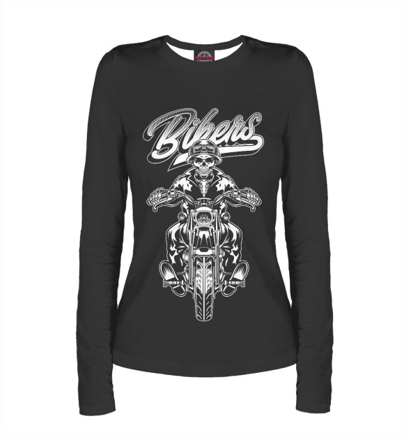 Женский лонгслив с изображением Байкер цвета Белый