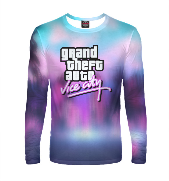 Мужской лонгслив с изображением GTA Vice City цвета Белый