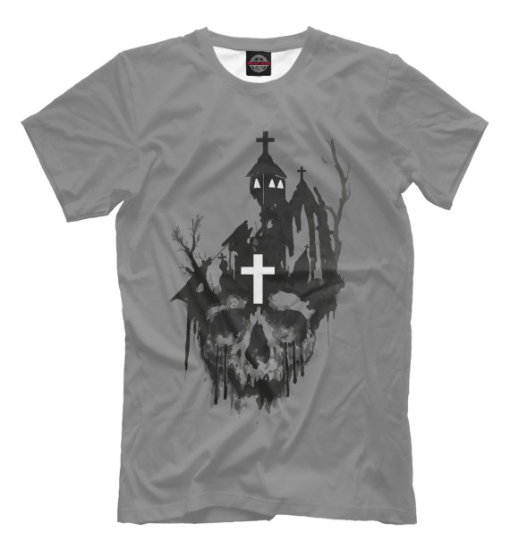 Мужская футболка с изображением Skull Church цвета Белый