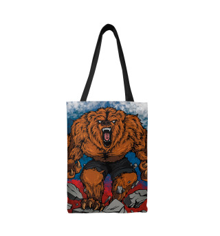 Сумка-шоппер Агрессивный медведь, триколор