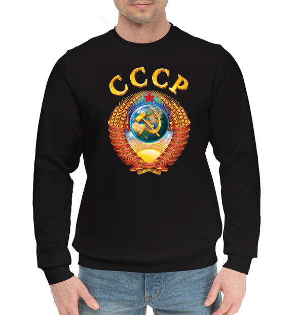 Мужской хлопковый свитшот с изображением СССР цвета Черный