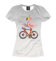 Женская футболка Flamingo Riding a Bicycle