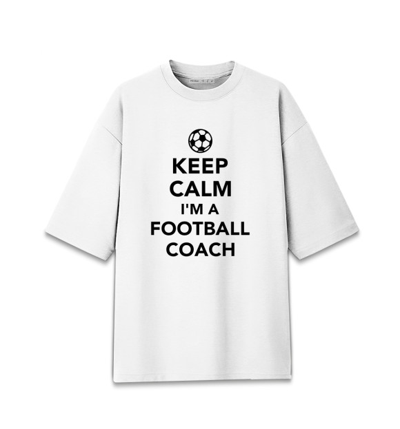 Женская футболка оверсайз с изображением Футбольный тренер цвета Белый