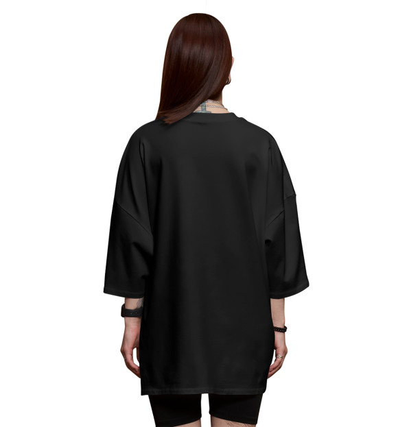Женская футболка оверсайз с изображением Тоторо цвета Черный
