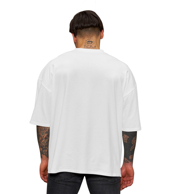 Мужская футболка оверсайз с изображением Новогодний олень цвета Белый
