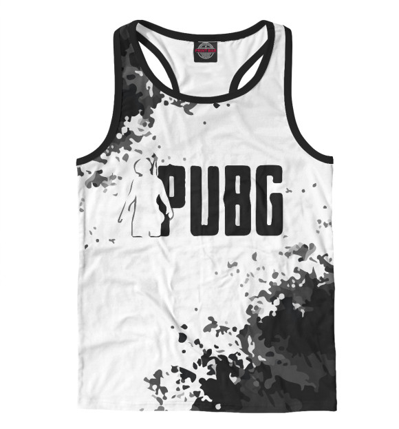 Мужская майка-борцовка с изображением PUBG цвета Белый