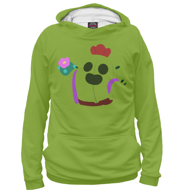 Мужское худи с изображением Brawl Stars Spike цвета Белый