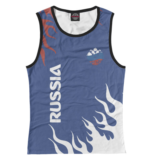 Женская майка с изображением RUSSIA цвета Белый