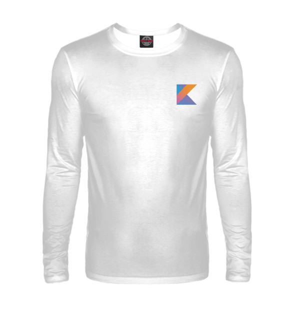 Мужской лонгслив с изображением Kotlin Logo цвета Белый