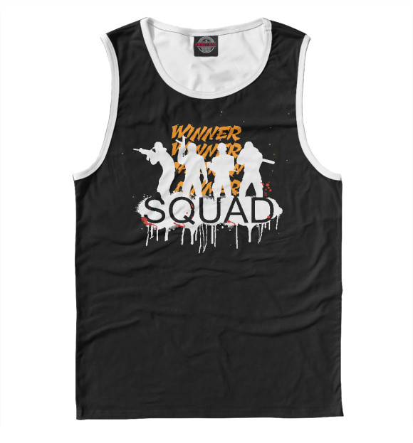 Мужская майка с изображением Squad Winner Black цвета Белый