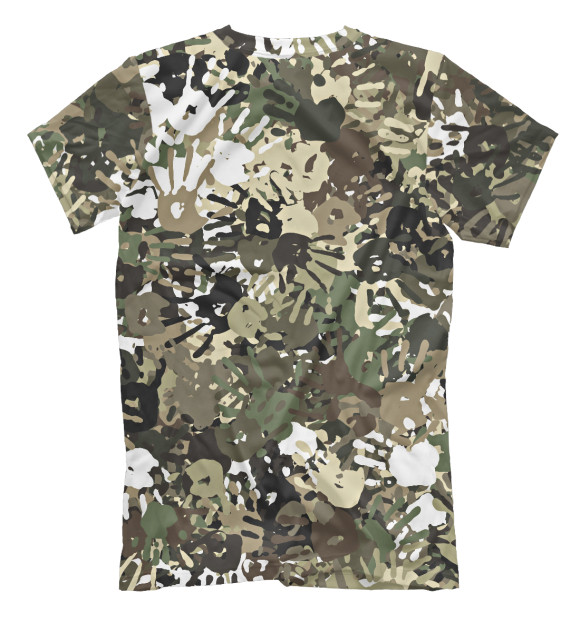 Футболка для мальчиков с притом Камуфляж с отпечатками рук цвета Белый Футболка для мальчиков с изображением Камуфляж с отпечатками рук цвета Белый