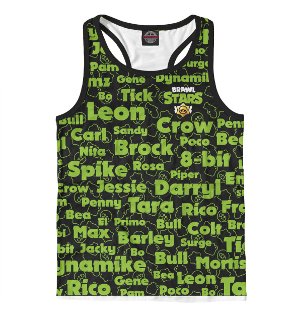 Мужская майка-борцовка с изображением Brawl Stars names цвета Белый