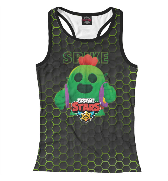 Женская майка-борцовка с изображением Спайк. Brawl Stars цвета Белый
