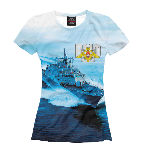 Женская футболка с изображением Военно Морской Флот цвета Белый