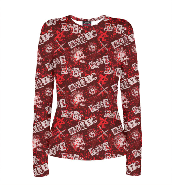 Женский лонгслив с изображением ROCK цвета Белый