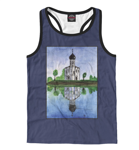 Мужская майка-борцовка с изображением Храм цвета Белый