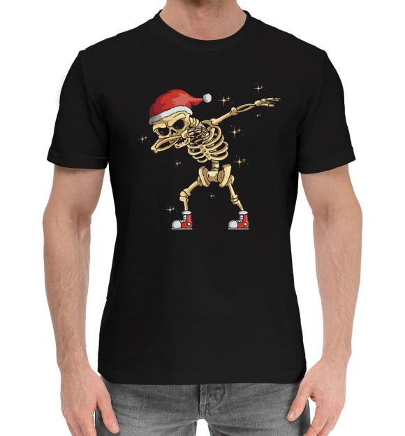 Мужская хлопковая футболка с изображением Santa's Dab цвета Черный