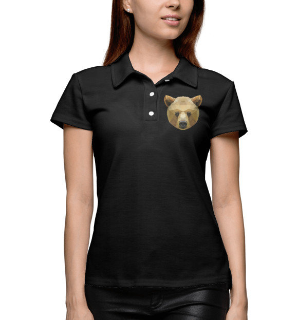 Женское поло с притом Медвежий многоугольник цвета Белый Женское поло с изображением Медвежий многоугольник цвета Белый