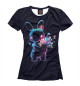Женская футболка Неоновый заяц с цветами