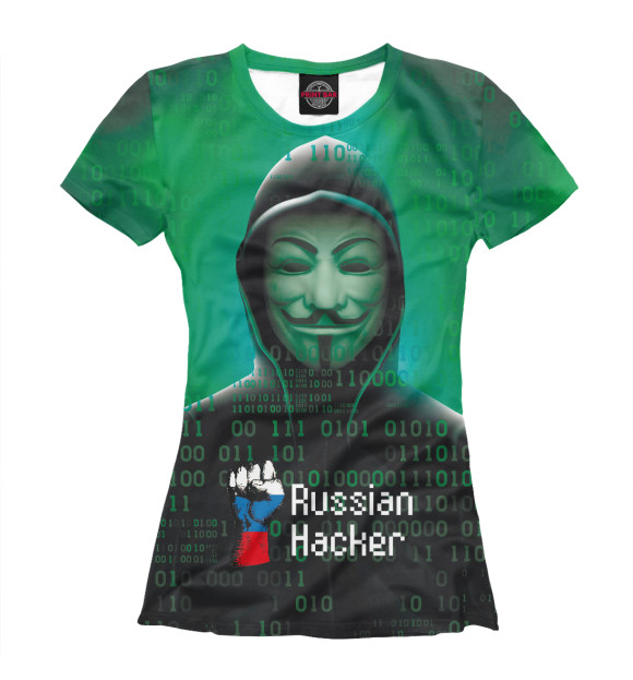 Женская футболка с изображением Russian Hacker цвета Белый