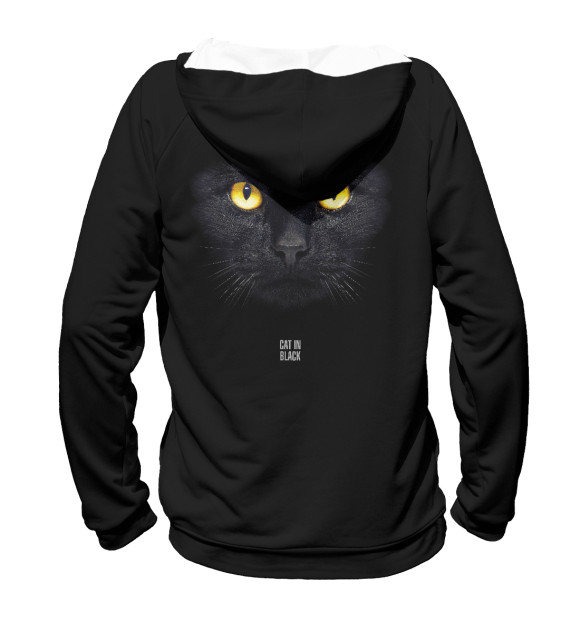 Женское худи с изображением Cat In Black цвета Белый