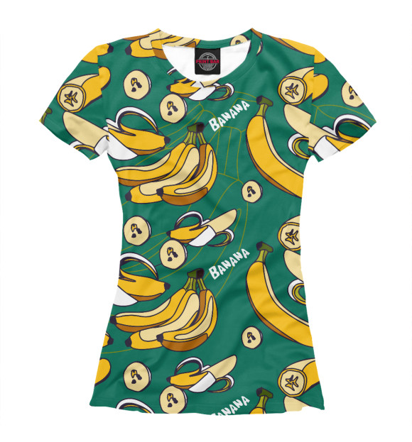 Футболка для девочек с изображением Banana pattern цвета Белый