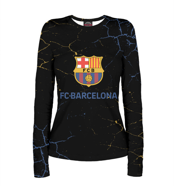 Женский лонгслив с изображением Barcelona цвета Белый