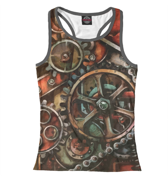 Женская майка-борцовка с изображением Редуктор / Steampunk цвета Белый