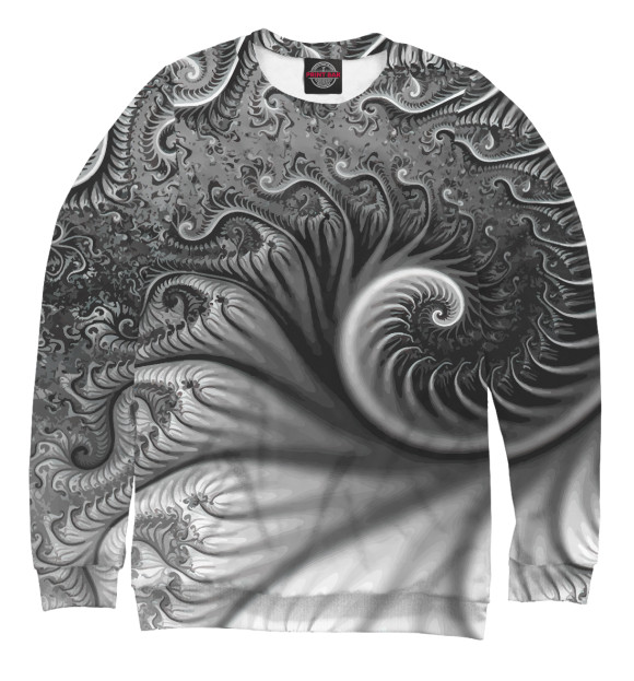 Мужской свитшот с изображением Floral 3D spiral / Vanguard цвета Белый