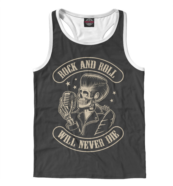 Мужская майка-борцовка с изображением Rock'n'roll цвета Белый