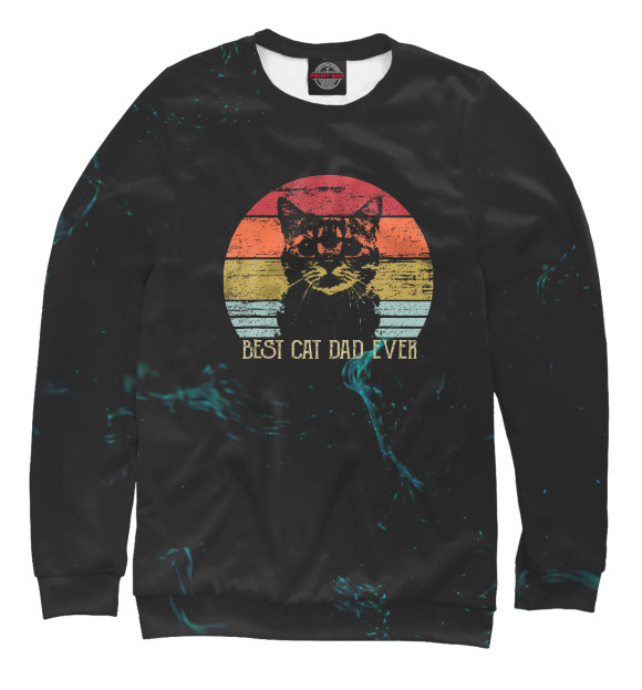 Свитшот для девочек с изображением Best Cat Dad Ever цвета Белый