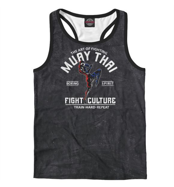 Мужская майка-борцовка с притом Fighting Muay Thai цвета Белый Мужская майка-борцовка с изображением Fighting Muay Thai цвета Белый