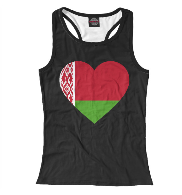 Женская майка-борцовка с изображением Belarus Heart цвета Белый