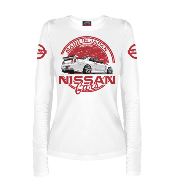 Женский лонгслив с изображением Nissan цвета Белый